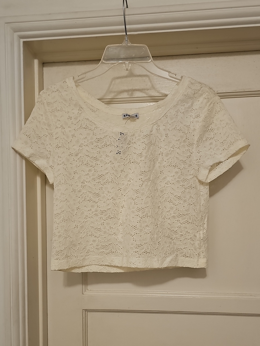 Express Cream Lace Crop Top
